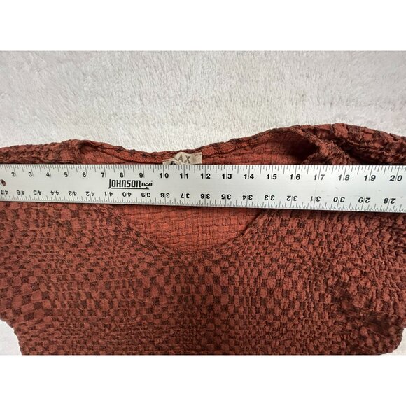 Flax Women's Textured Knit Scoop Neck Long Sleeve Casual Blouse Brown Large - Picture 6 of 9